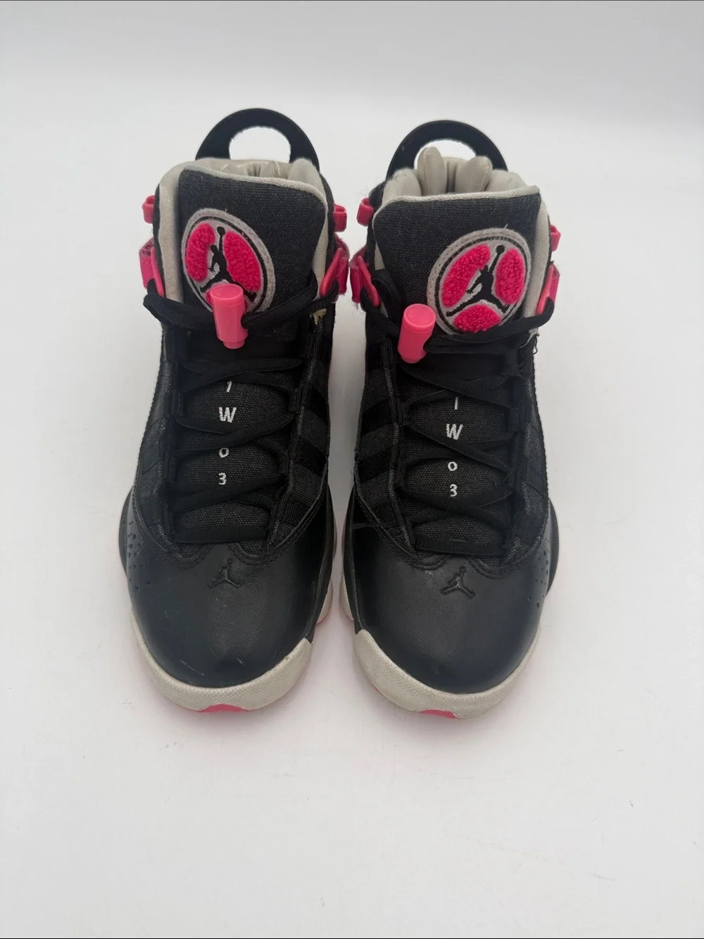Nike air Jordan 6 rings Black Pink High-Top Basketball Shoes youth 4.5 retro